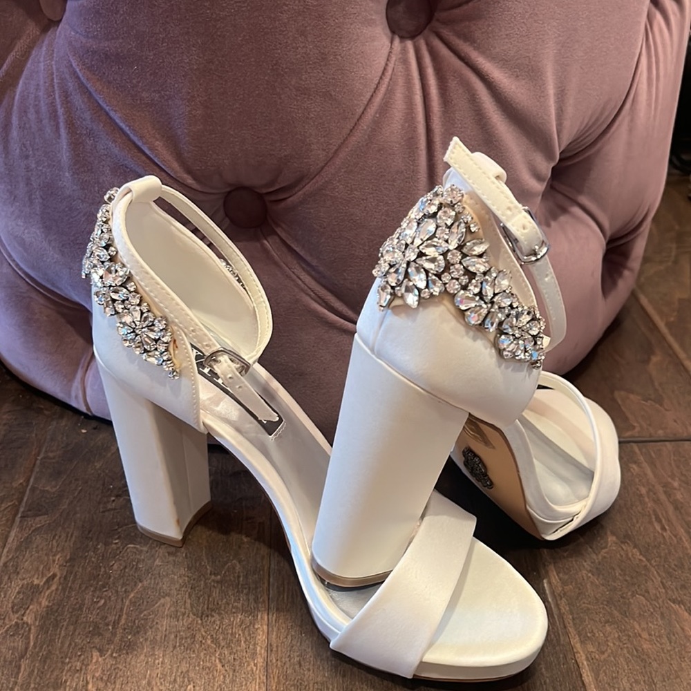 Ivory jeweled wedding heels